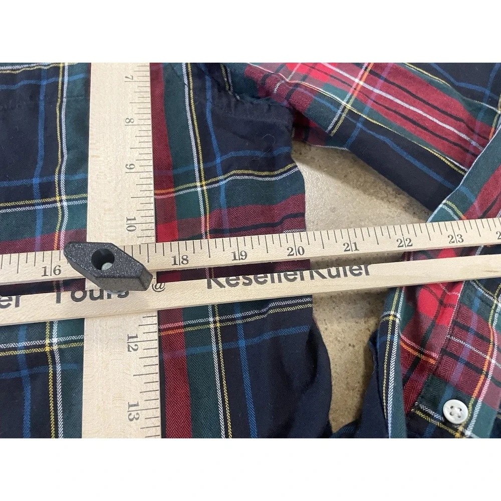 Old Navy Men's Sz S Red Green Black Plaid Flannel Long Sleeve Button Up Shirt - Picture 5 of 8